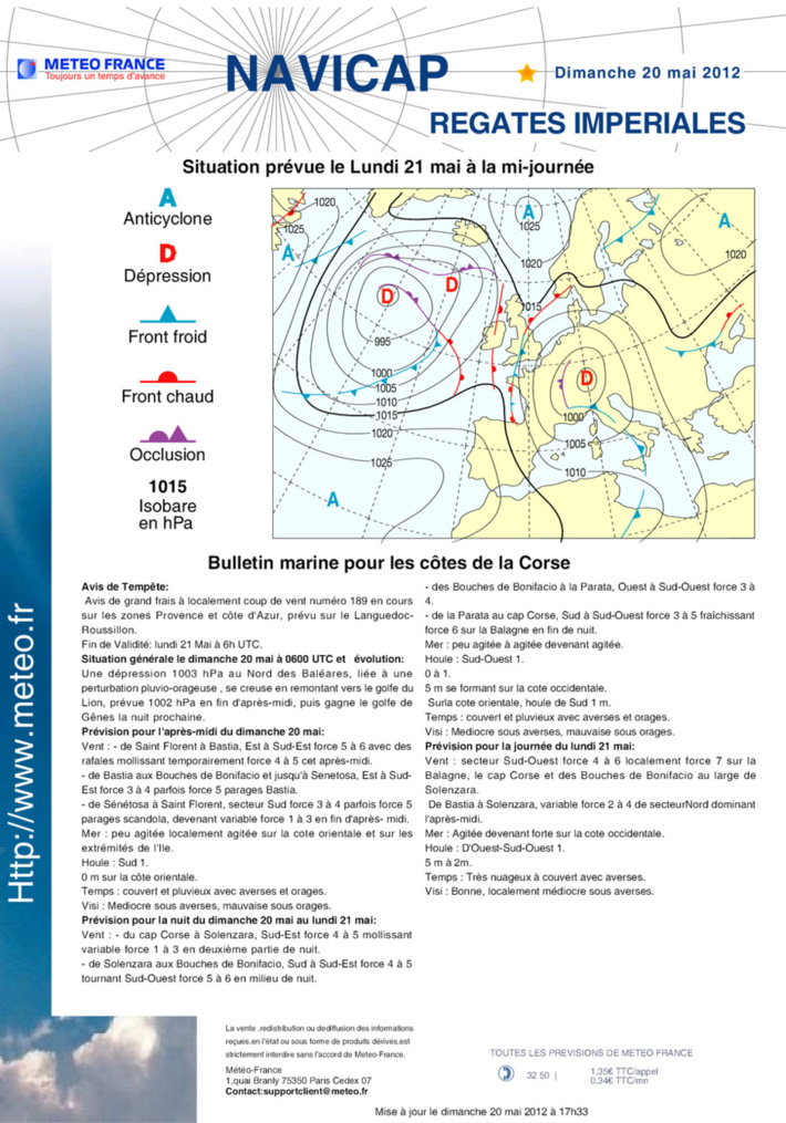 METEO DU LUNDI 21 MAI 2012