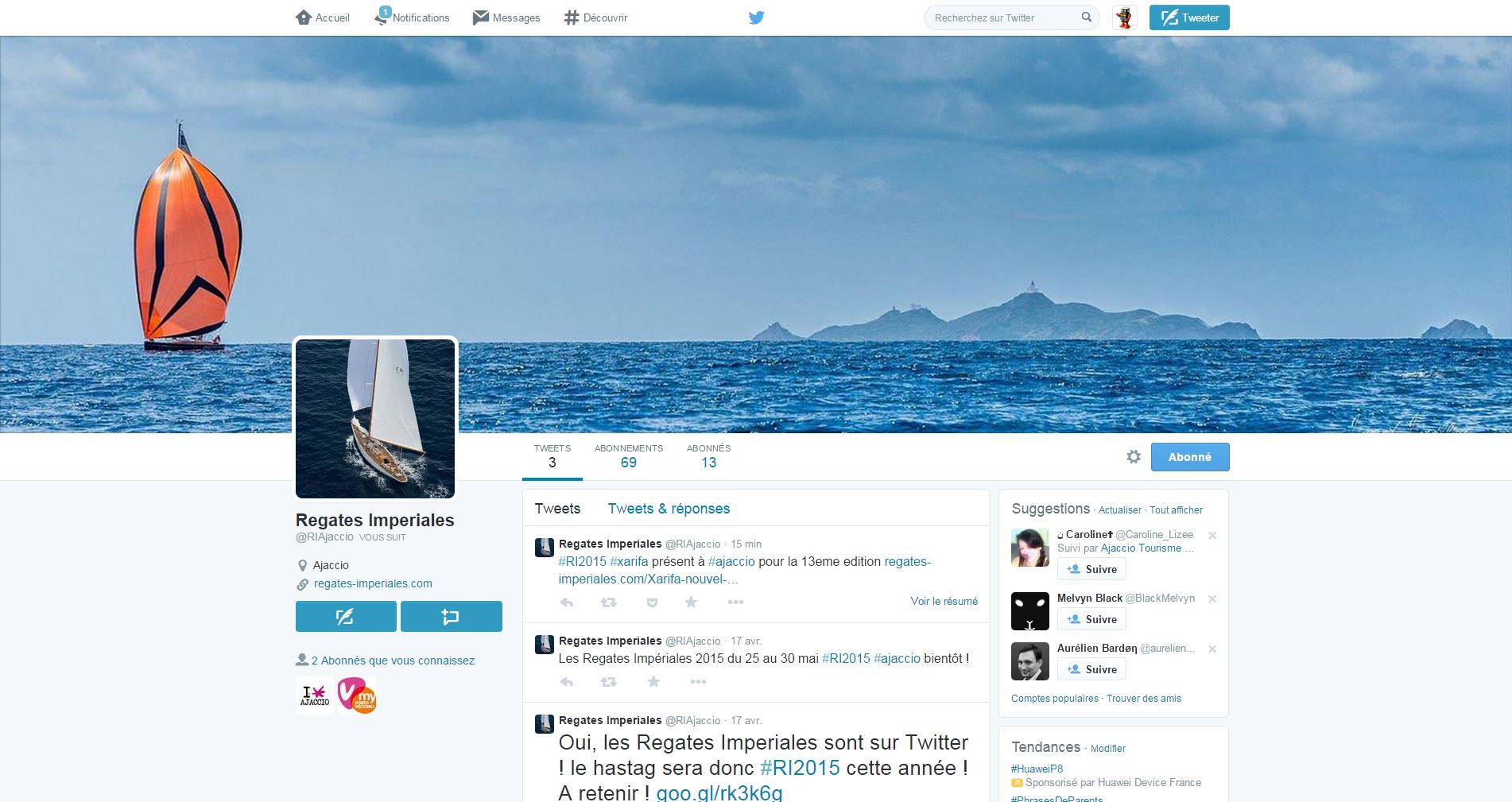 Suivez les Regates Impériales sur Twitter #RI2015