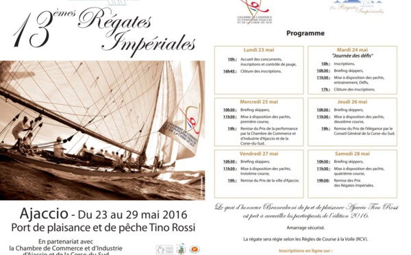 Le programme des Régates Impériales 2016